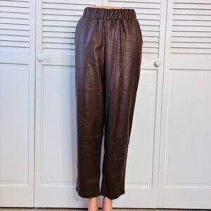 LISADNYC The Drop Coffee Bean Vegan Leather Pull-On Jogger Size Small